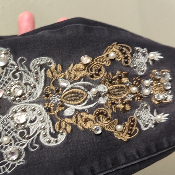 K.Jordan Black Washed Jeans Embellished Bling Size 14 - Picture 5 of 13